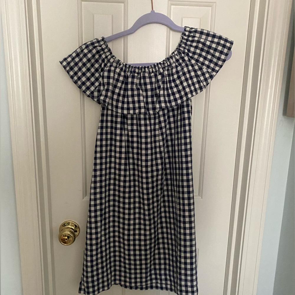 Crew Cuts navy gingham dress